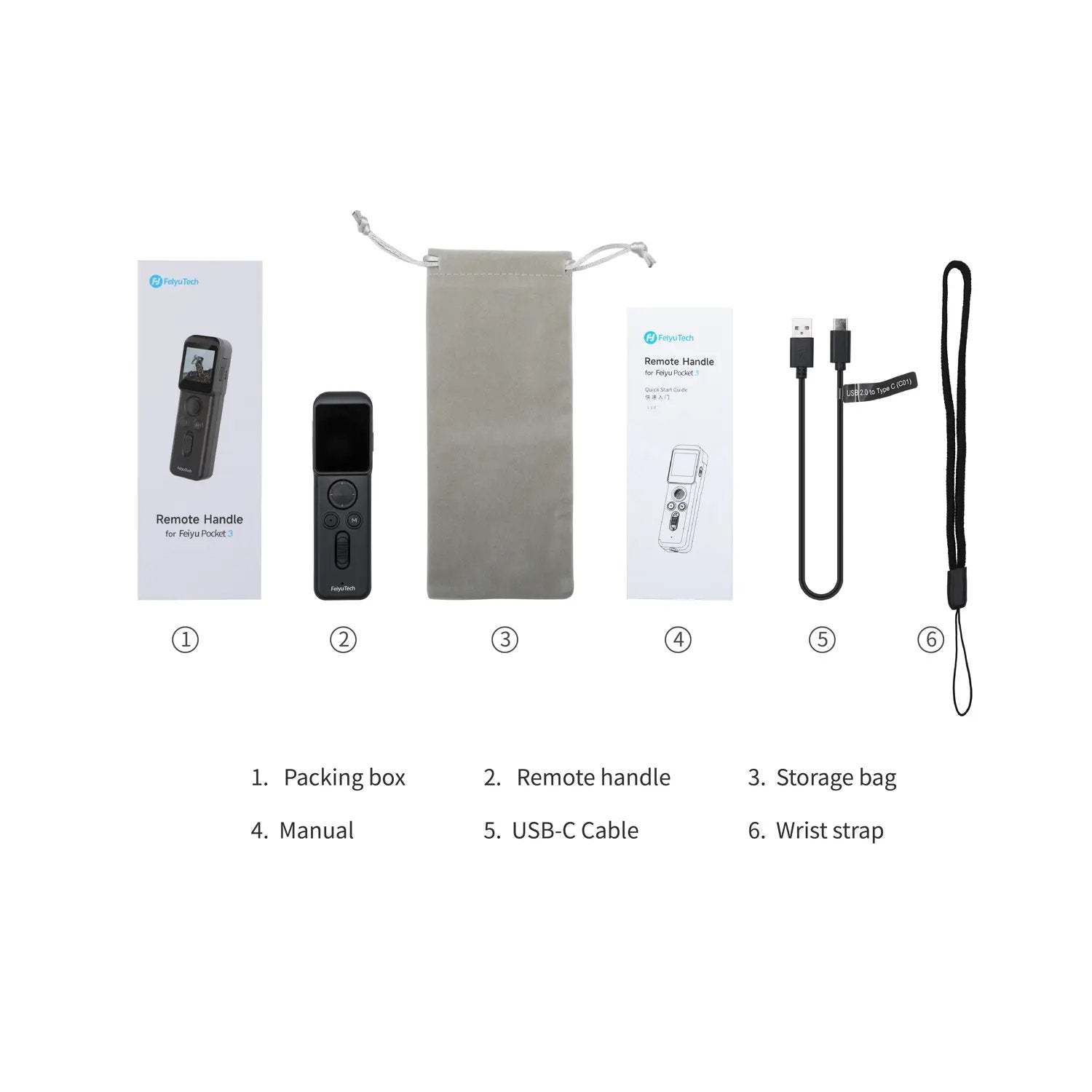 Feiyu pocket 3 remote handle packing list