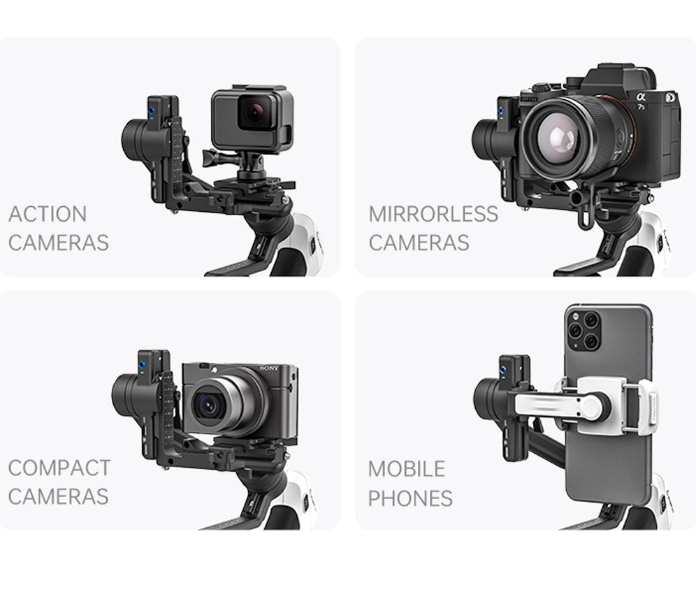 Scorp Mini2 4-in-1 gimbal stabilizer - mirrorless, compact and action camera, mobilephone