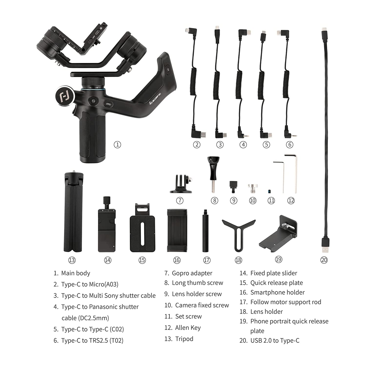 refurbished feiyu scorp mini packing list