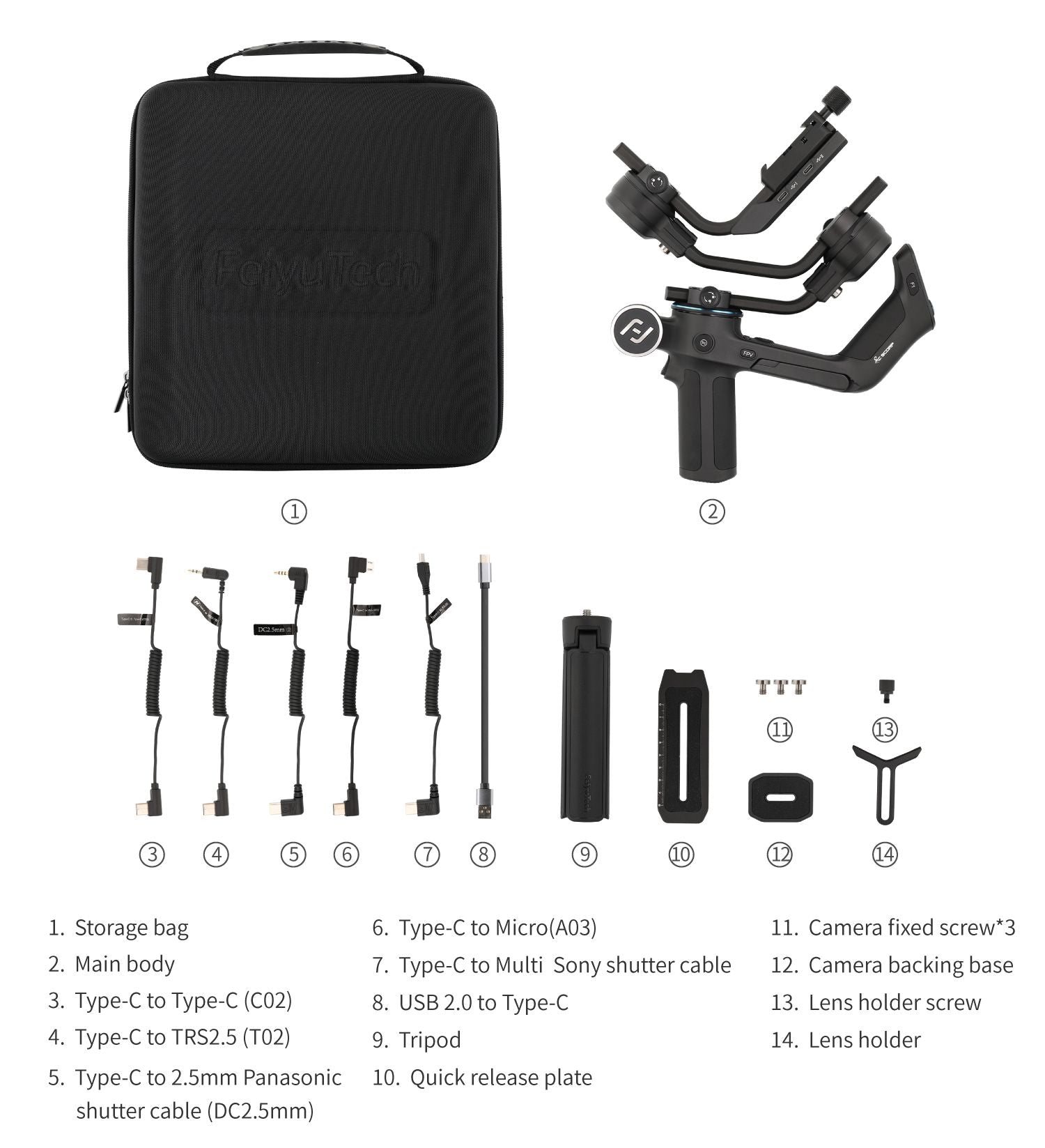 Feiyu SCORP Gimbal Packing List